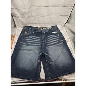 Vintage Akademiks Mens 44 Jean Shorts Wide Leg Baggy Skater Hip Hop
